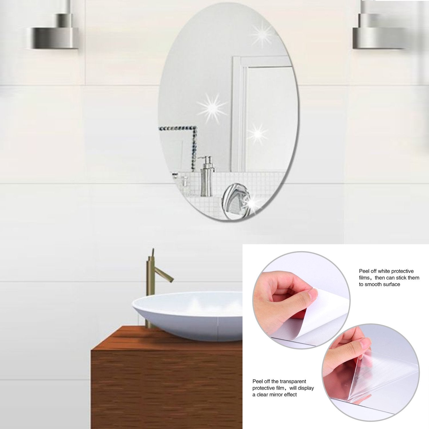 Self-adhesive mirror tiles for bathroom walls Self-adhesive mirror tiles for bathroom walls